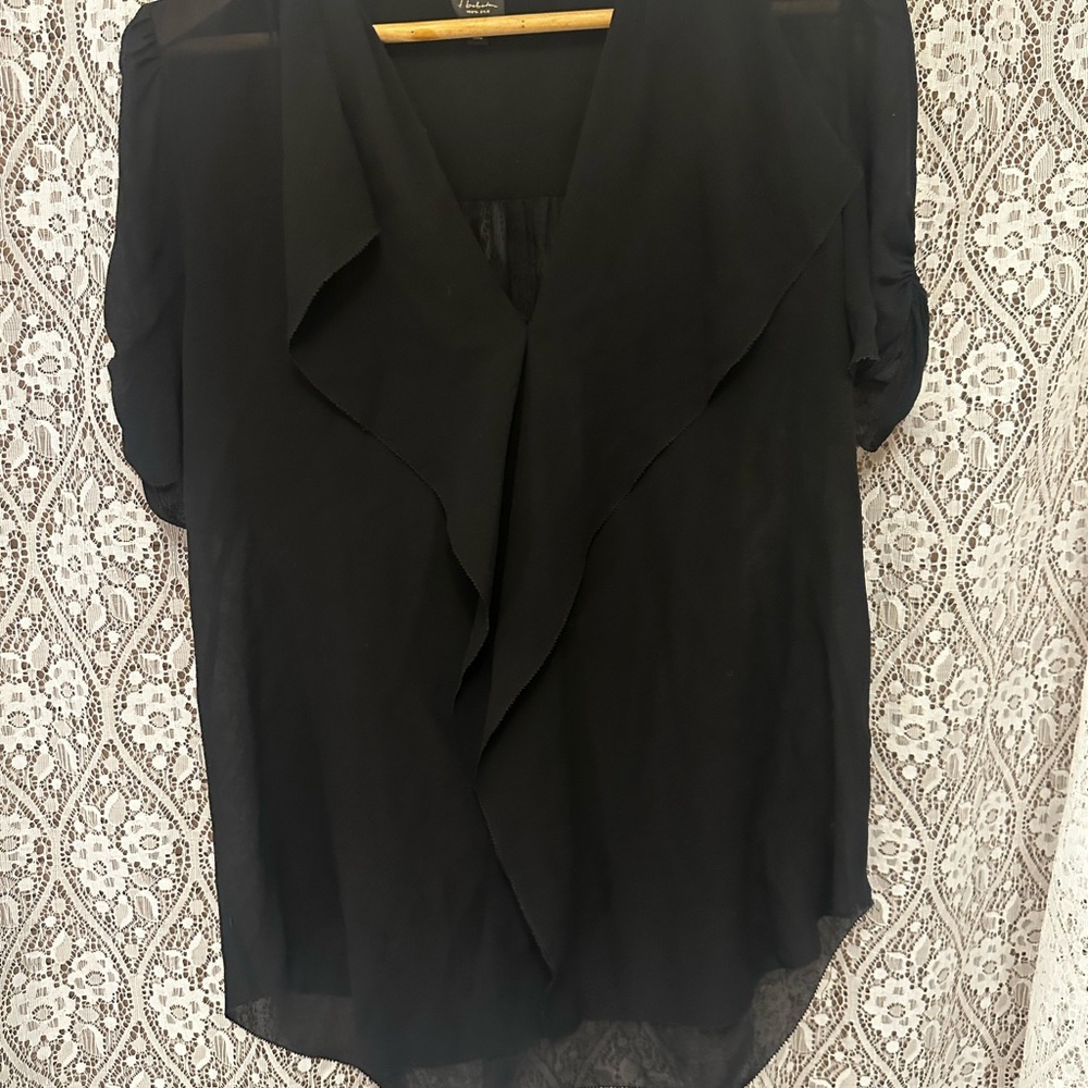 Aritzia Babaton Black Draped Blouse  XS 100% silk